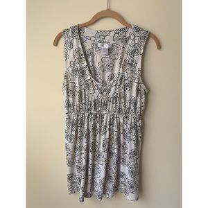 whbm black & white rose floral sleeveless top